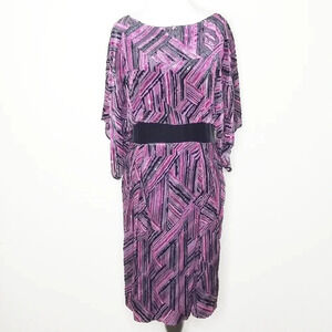 Theia Purple & Black Geometric Print Dress 6